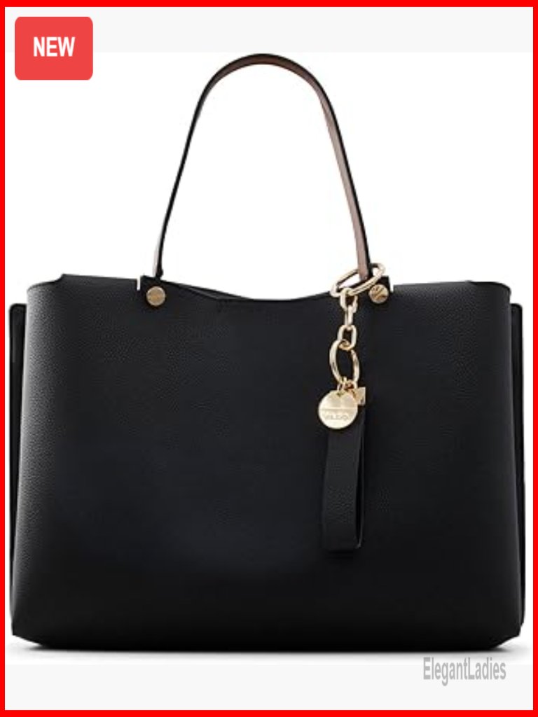 Medium Faux Leather Tote Bag With Adjustable Strap And Magnetic Closure